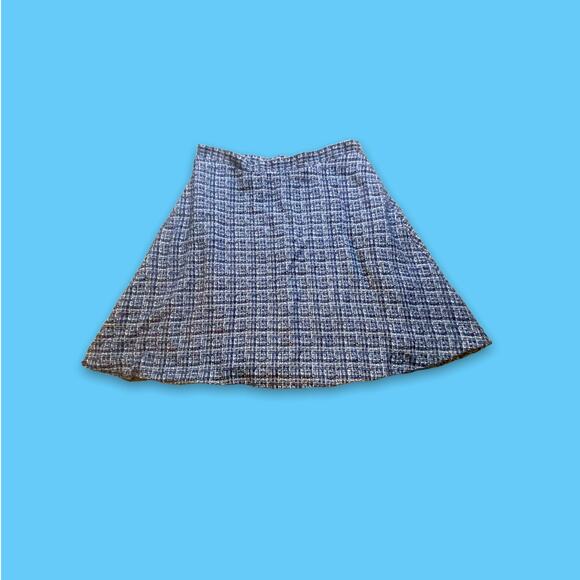 Banana Republic Outlet Blue Black Tweed Faux Wool Mini Skirt Size 4 - Picture 1 of 10